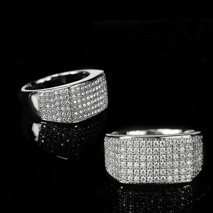 Iced Out Luxury Silver Crystal Trendy Ring