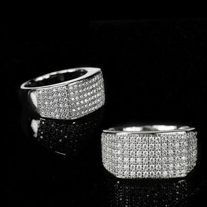 Iced Out Luxury Silver Crystal Trendy Ring