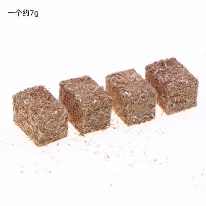 4-Piece Mini Natural Straw Hay Bale Blocks