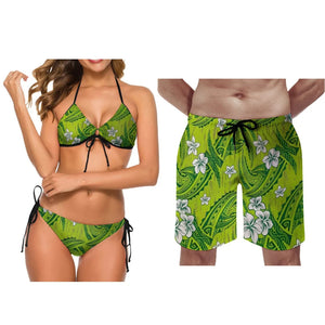 Printed Tie Color Couple Swimsuit
