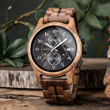 Wooden BOBO BIRD Chronograph Wristwatch with Luminous Hands