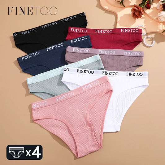 FINETOO 4Pcs Cotton Breathable Panties