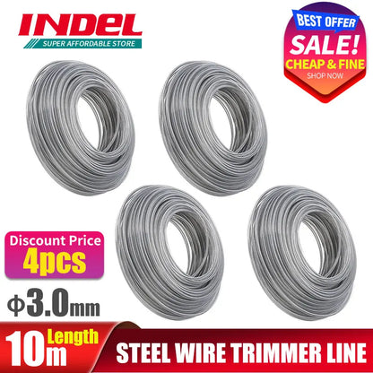 INDEL Steel Wire Reinforced Nylon String Trimmer Line – Heavy-Duty Brushcutter Replacement Cord