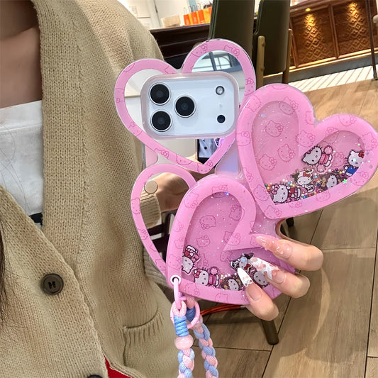 Glitter Hello Kitty Shake With Mirror Case For iPhone