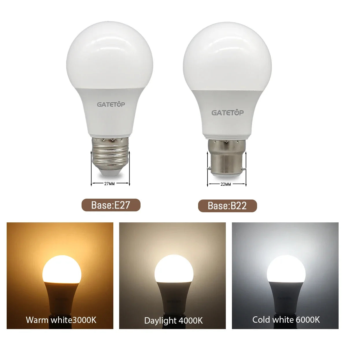 High-Efficiency Energy Saving LED Light Bulbs (E27 / B22 Base)