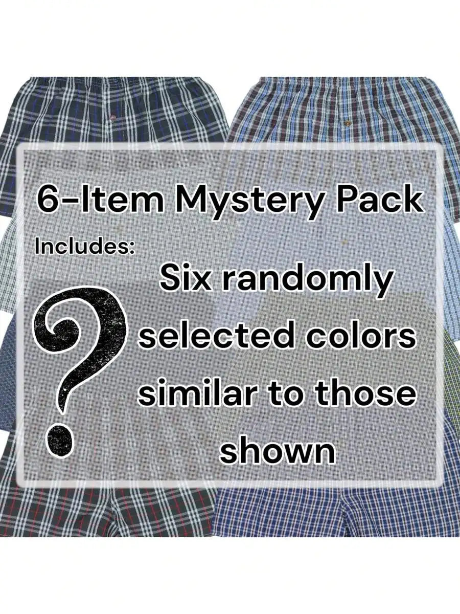 Men's Classic Plaid Woven Cotton Boxer Shorts (6 pack)