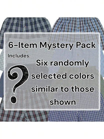 Men's Classic Plaid Woven Cotton Boxer Shorts (6 pack)