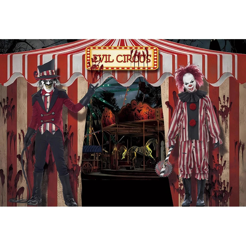 Haunted Carnival Halloween Backdrop - Spooky Circus Photography Prop