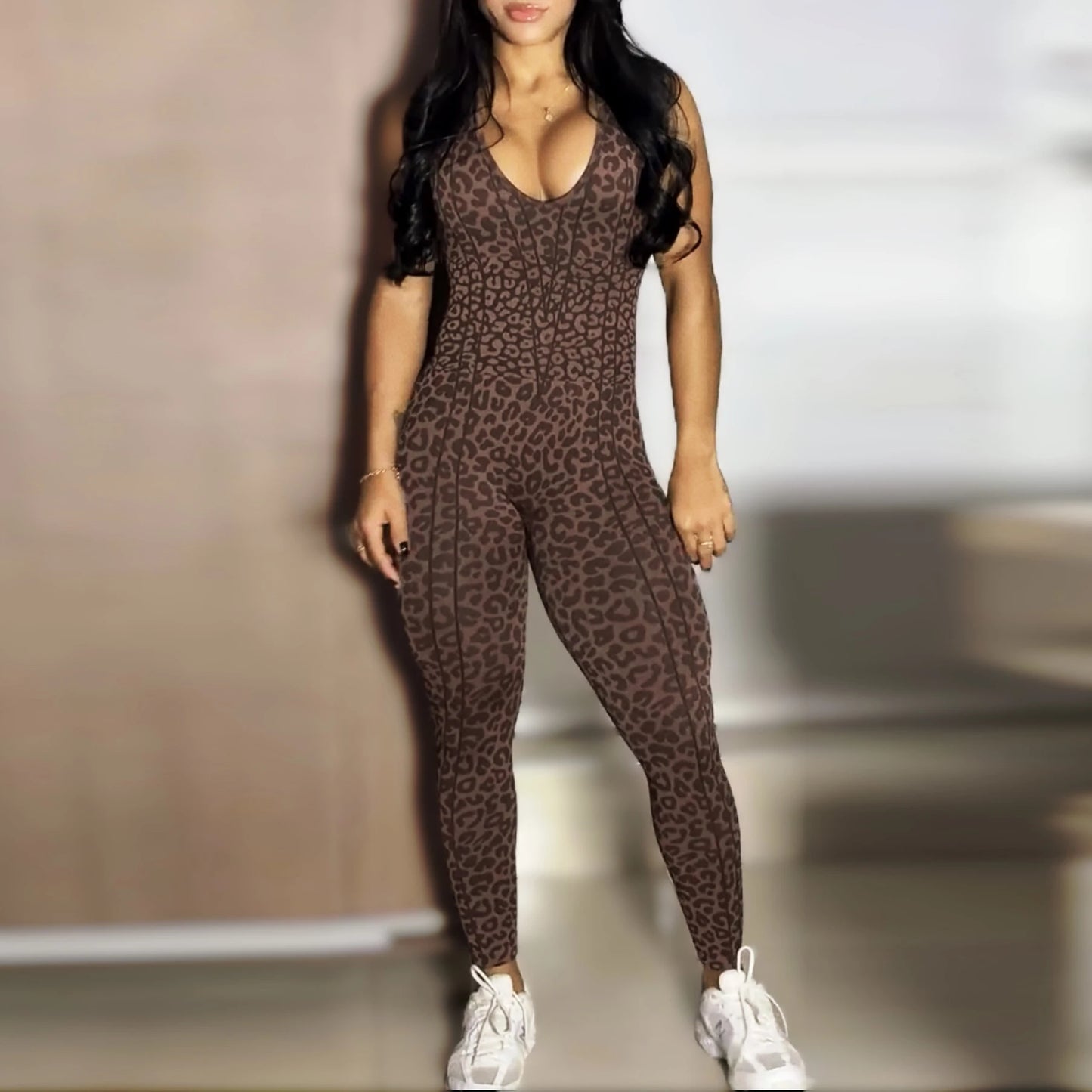Leopard Print Scrunch Athletic Suit