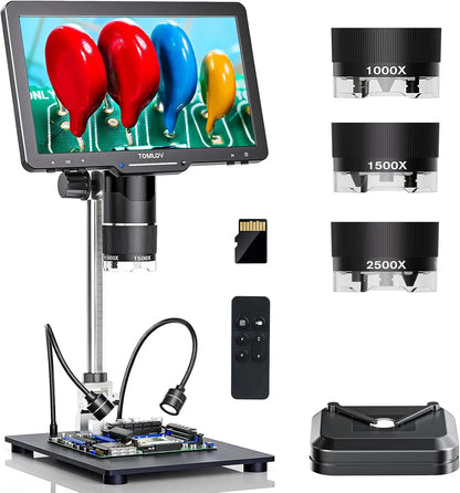 TOMLOV TriL110 3-Lens 2K Digital Microscope with 10.1" IPS Screen