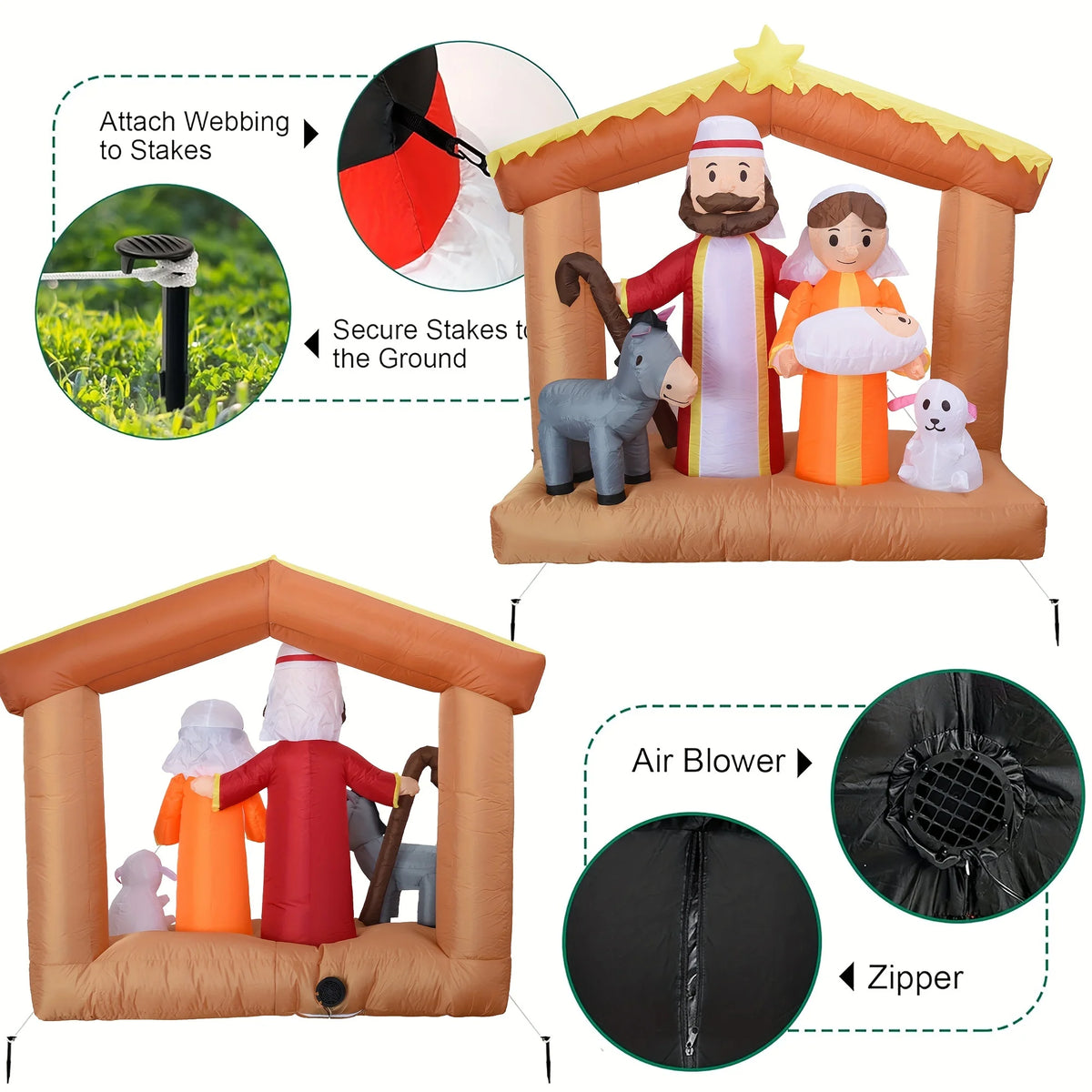 6FT LED Light Up Nativity Scene Inflatable Christmas Decoration