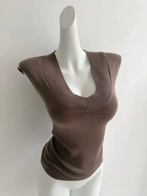 Women's Korean Style V-Neck Slim Fit Knitted T-Shirt