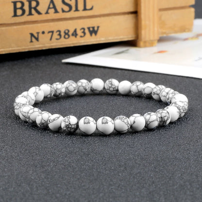 Natural Stone White Howlite Bead Bracelet