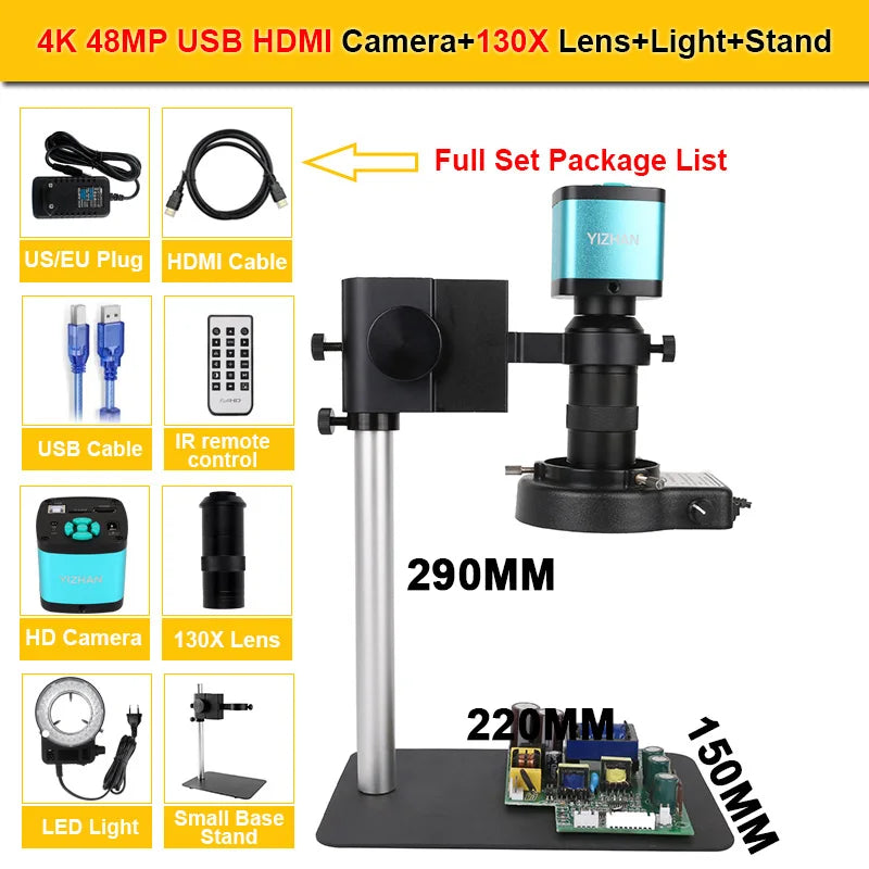 YIZHAN 4K Digital Microscope – Ultra HD USB HDMI Soldering Camera with Zoom Lens
