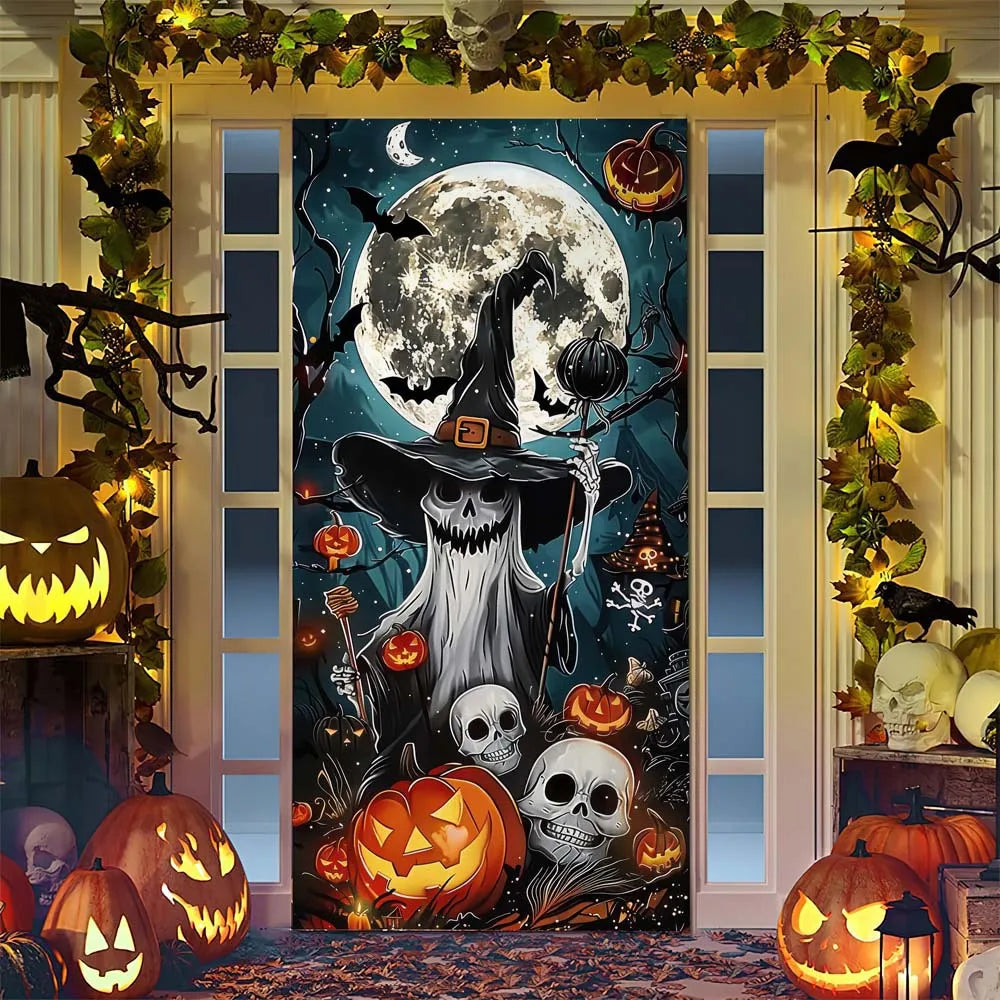 Spooky Ghostly Clown Door Curtain Backdrop
