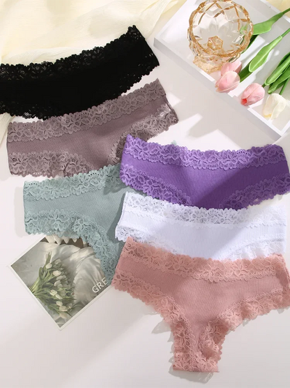 3-Pack Women's Cotton Patchwork Lace Briefs
