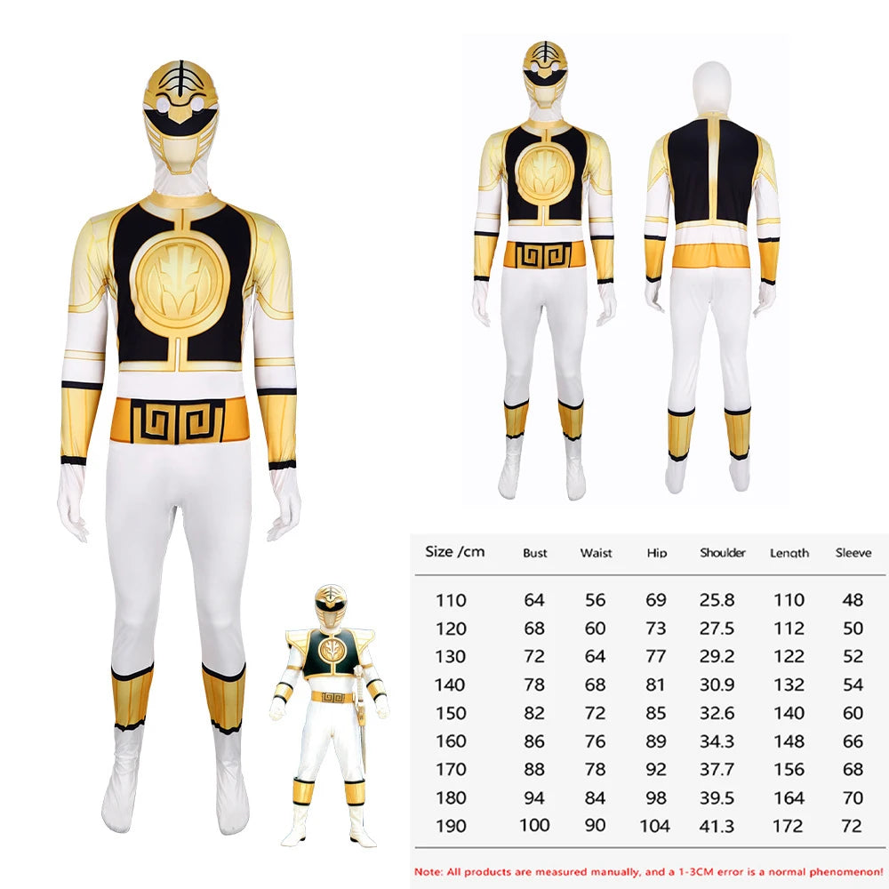 Unisex Power Rangers Superhero Cosplay Costume – Full Body Zentai Jumpsuit & Mask Set