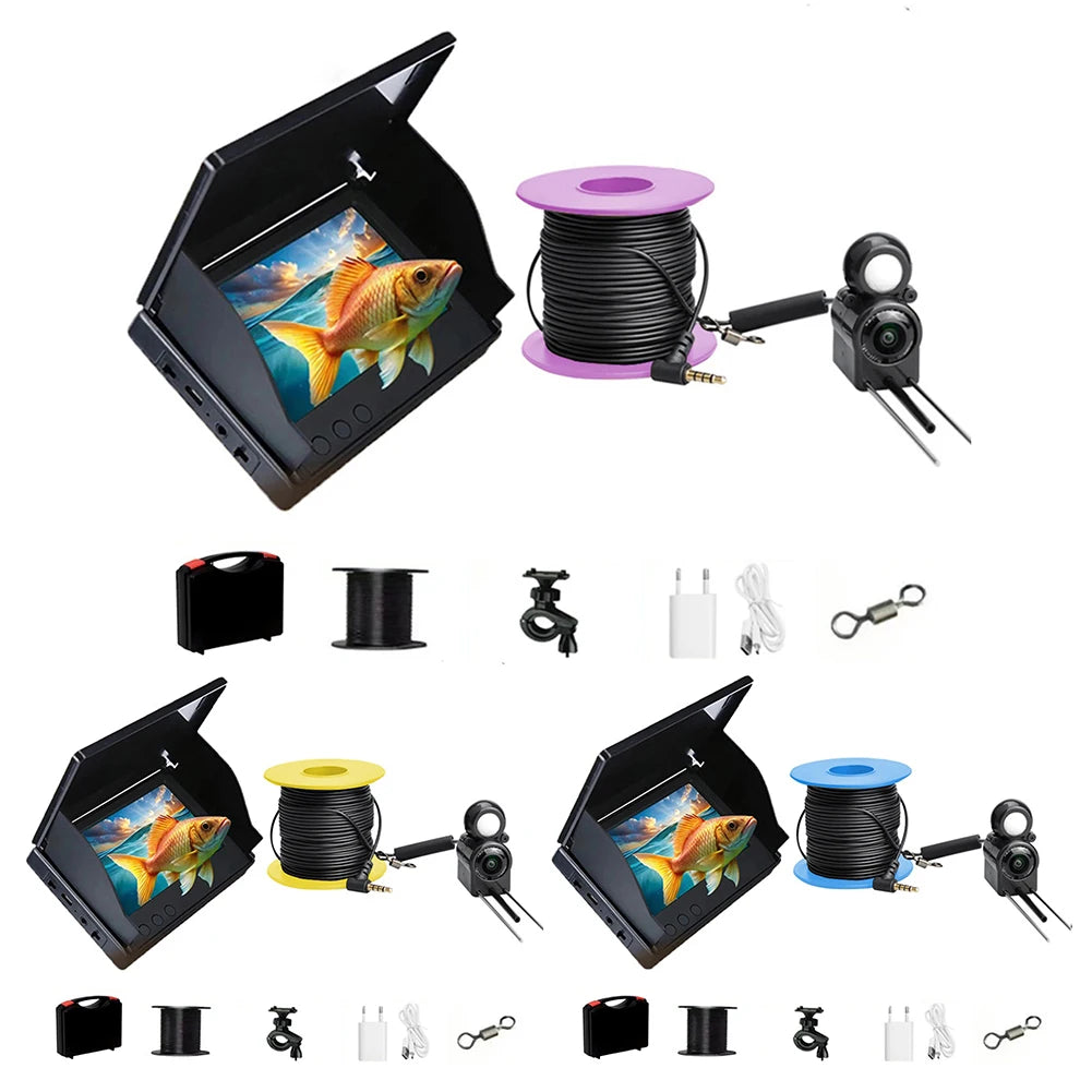 220° Fish Finder Night Vision Waterproof Underwater Fishing Camera 4.3 Inch IPS Monitor
