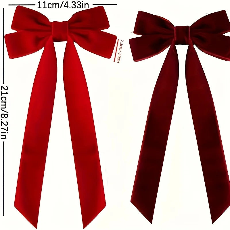 10pcs Velvet Christmas Tree Bows for Wreaths & Holiday Decor