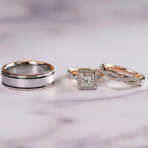 Vintage 3-in-1 Lab Diamond Promise Ring Set
