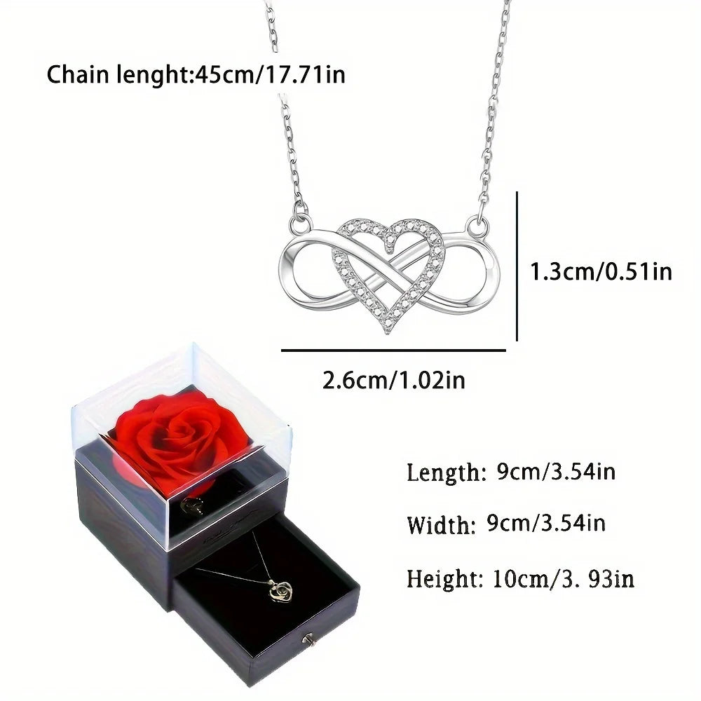 Luxury Heart Pendant Necklace with Rose Gift Box