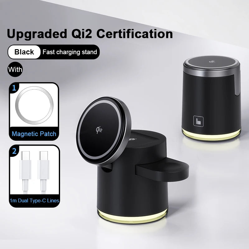 Qi2 Wireless 3-in-1 Fast Charging Station Stand