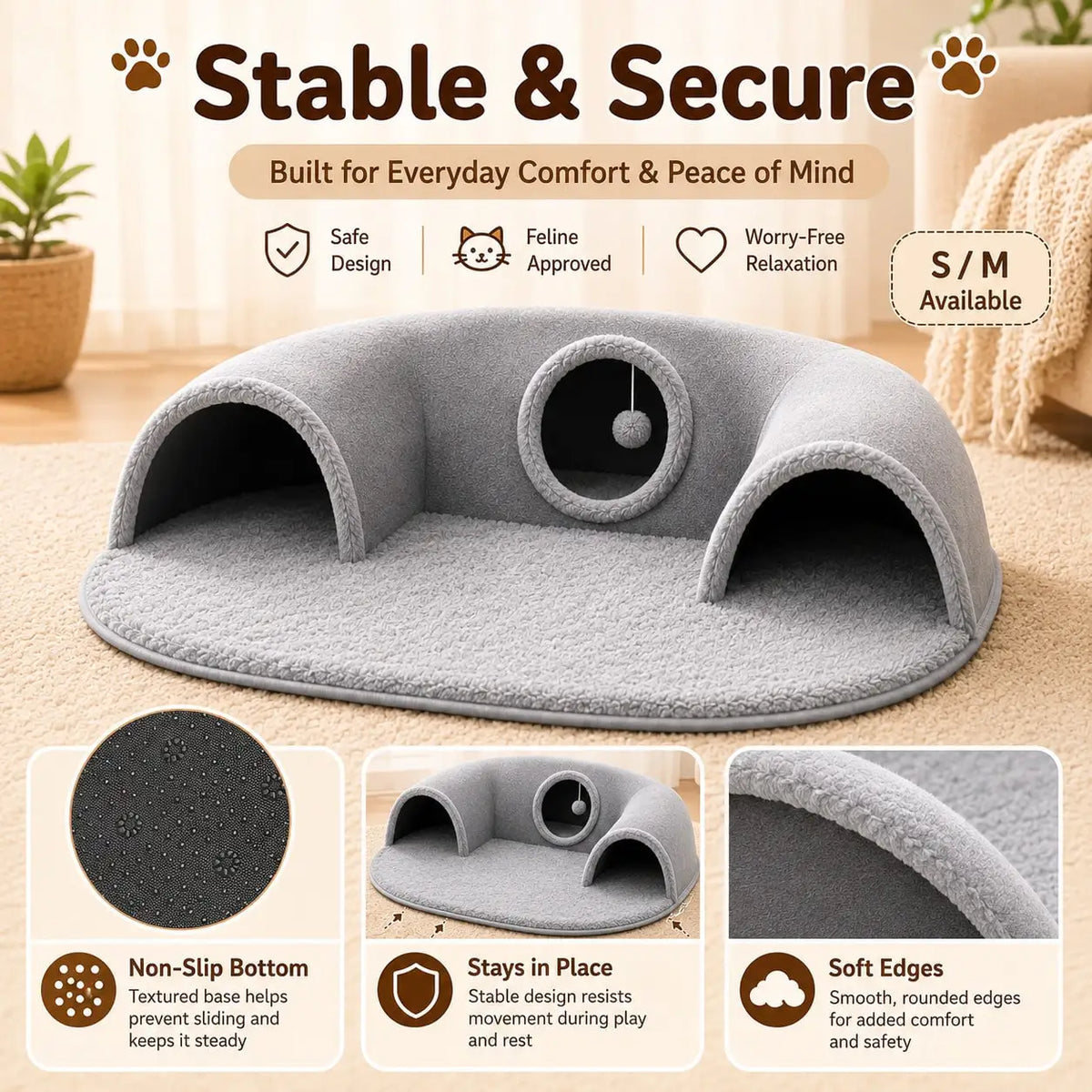 Ultra-Soft Winter Warm Plush Pet Sofa Bed with Raised Edges