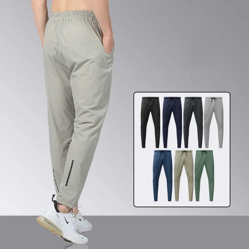 Men’s Ice Silk Quick-Dry Slim Fit Joggers for Running & Gym