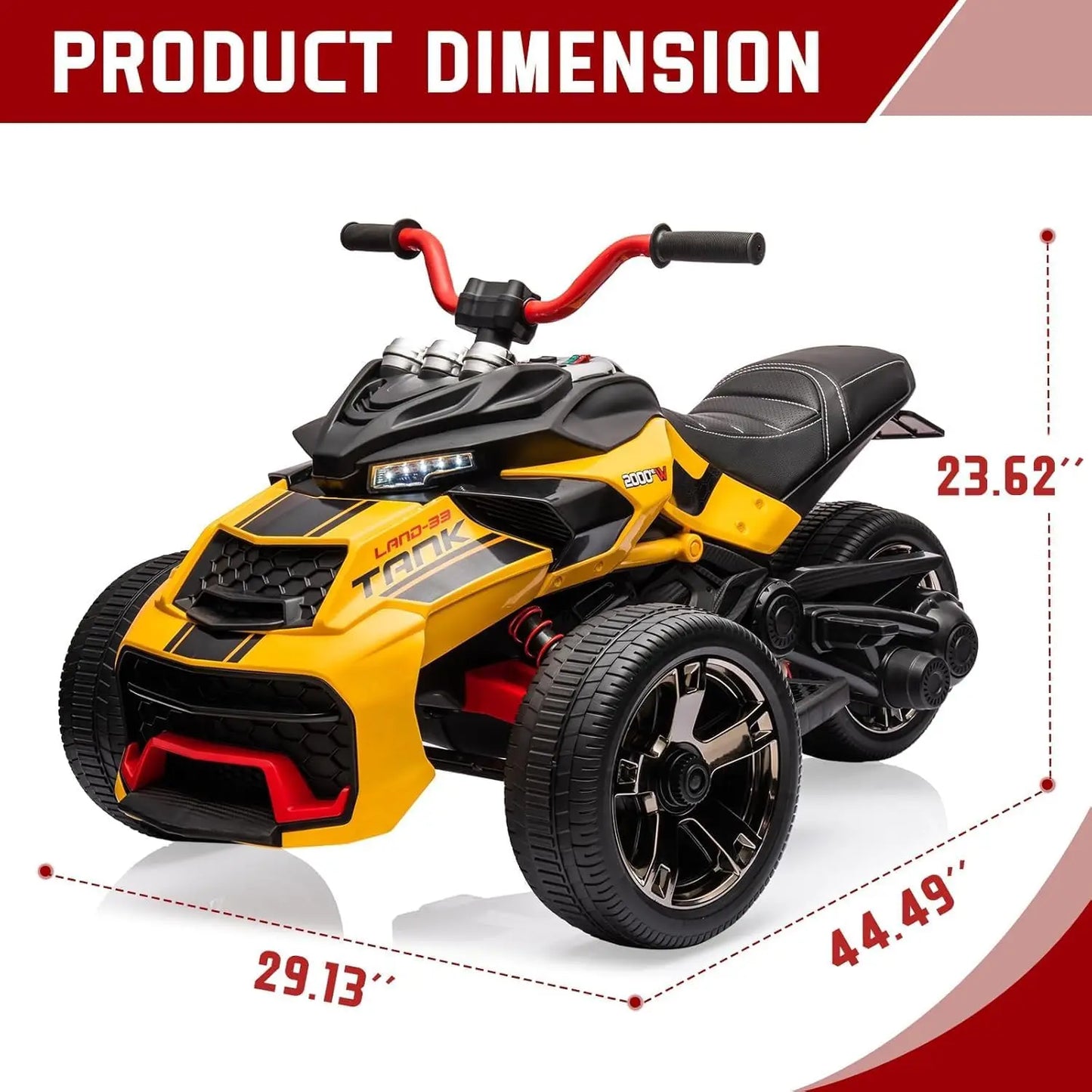 12V Kids Ride On ATV 3 Wheeler Led Lights