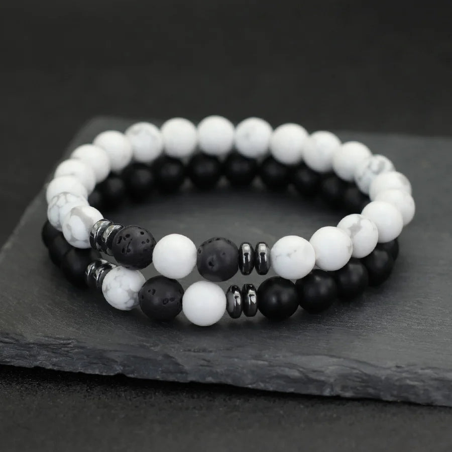 2Pcs 8mm Tiger Eyes Malachite Obsidian Hematite Stone Positive Energy Bracelet