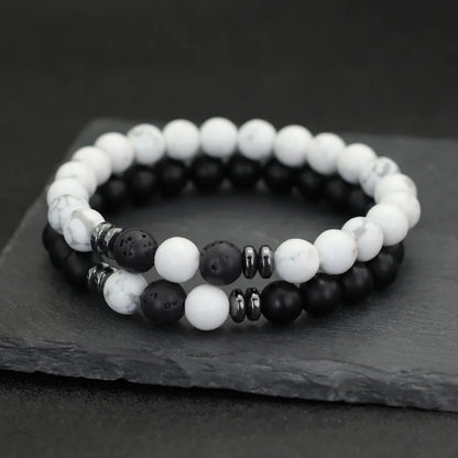2Pcs 8mm Tiger Eyes Malachite Obsidian Hematite Stone Positive Energy Bracelet