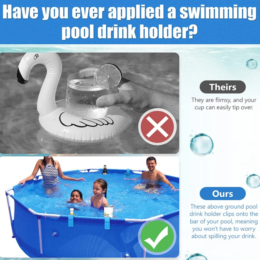 No-Punch Above Ground Poolside Cup Holder & Storage Shelf
