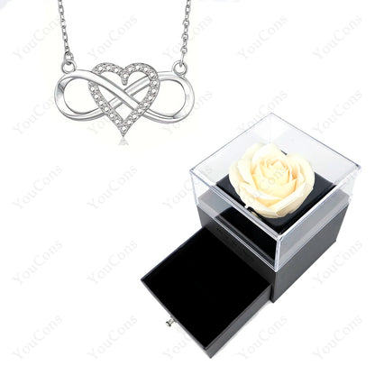 Luxury Heart Pendant Necklace with Rose Gift Box