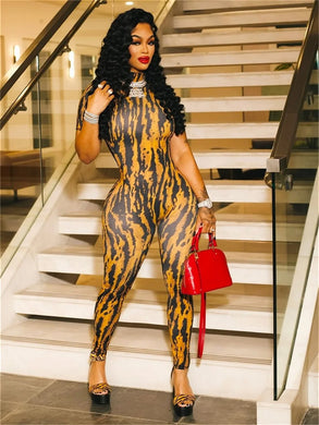 Weird Puss Striped Print Jumpsuit