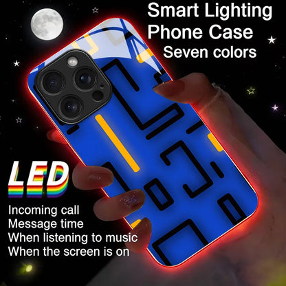 Luminous Animated LED Call Light Phone Case for iPhone 17, 16, 15, 14, 13, 12, 11 Pro Max – Tempered Glass Back Cover