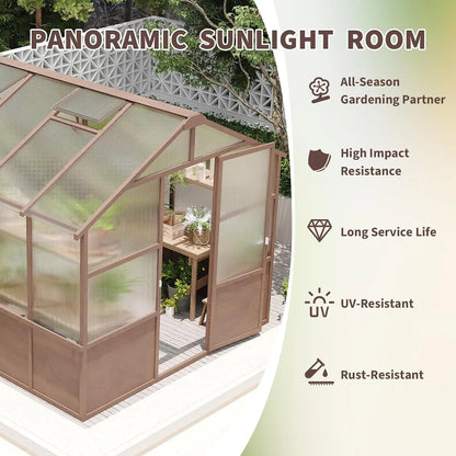 Walk-In Wooden Greenhouse with 6mm Twin-Wall Polycarbonate Panels