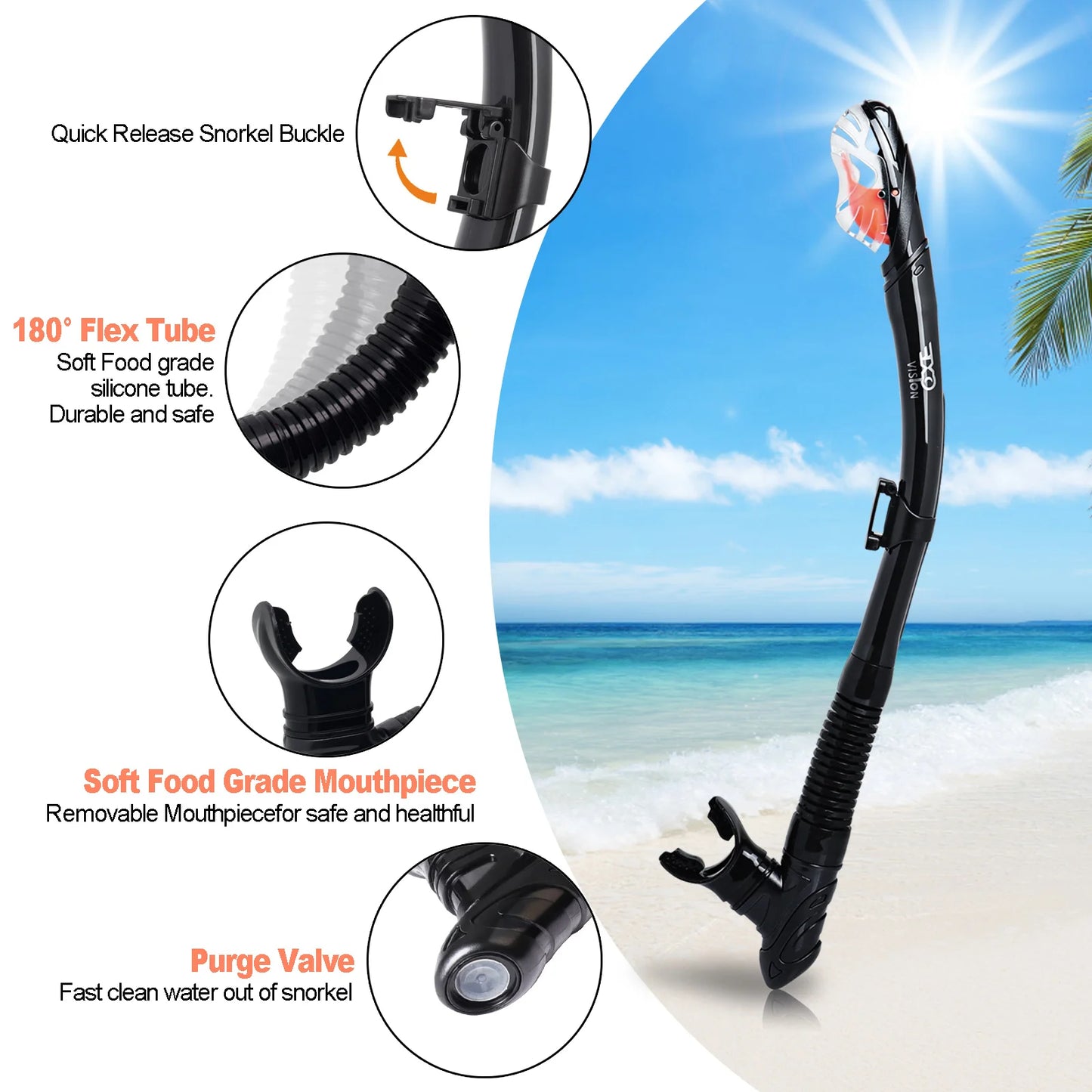 EXP VISION 3-Window Panoramic Snorkeling Mask & Dry Snorkel Set