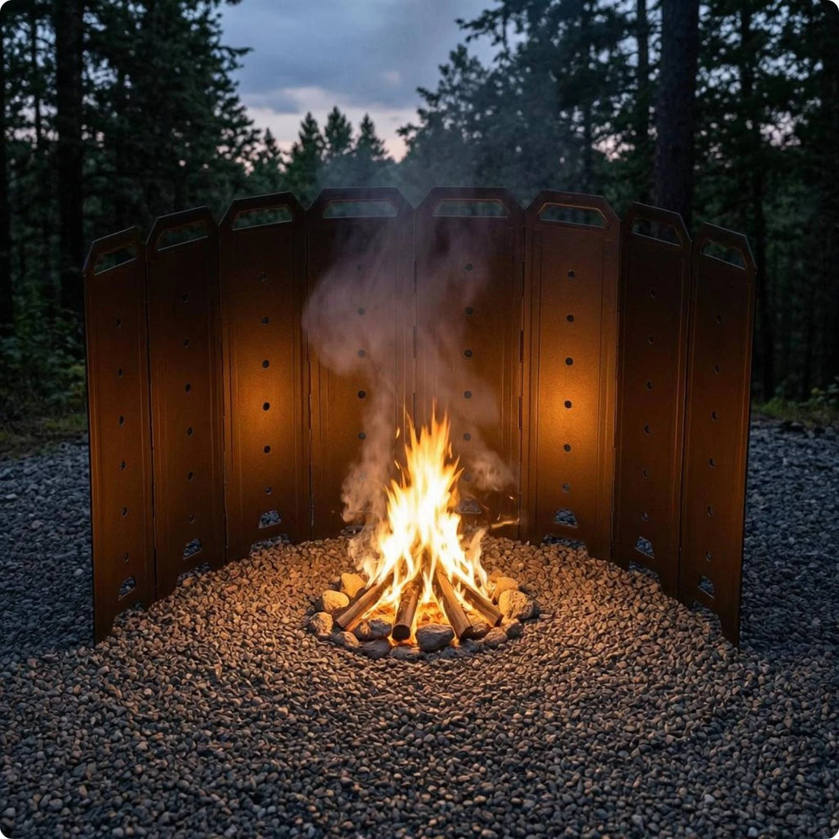 Foldable 8-Panel Metal Fireplace & Camping Heater Windscreen