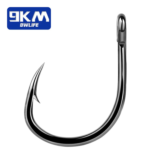 9KM 25Pcs High Carbon Steel Non-offset Circle Live Bait Hooks