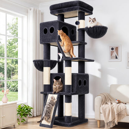 Globlazer 70" Multi-Level Cat Tree Tower with Sisal Scratching Posts, Condos & Hammocks