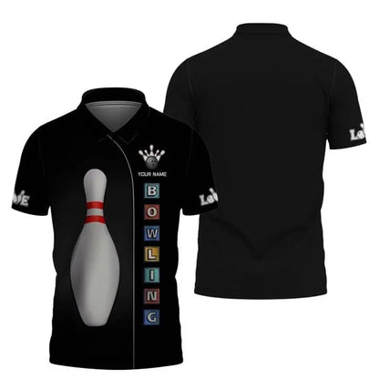 Custom Name Bowling Graphic Polo Shirt