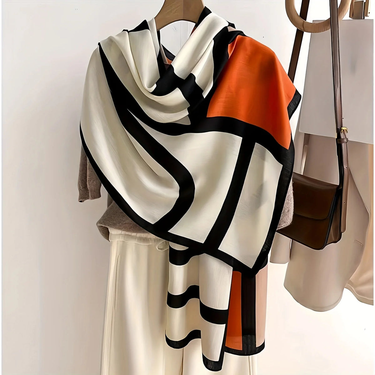Women's Elegant Geometric Print Lightweight Shawl Scarf
