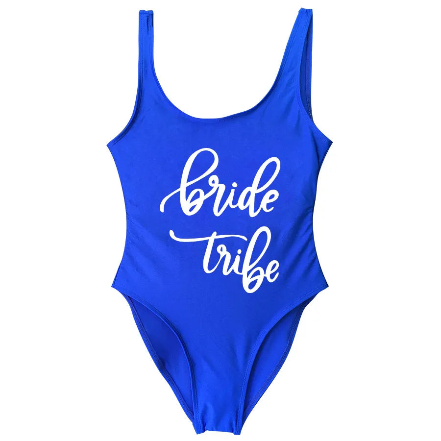 Bride Tribe Print One Piece Swimsuit