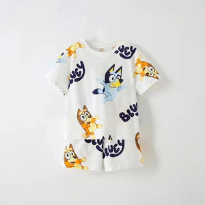 2 Piece Cartoon Print T-shirt and Shorts Set