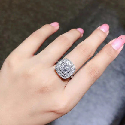 Light Classic 925 Sterling Silver Square Moissanite Ring
