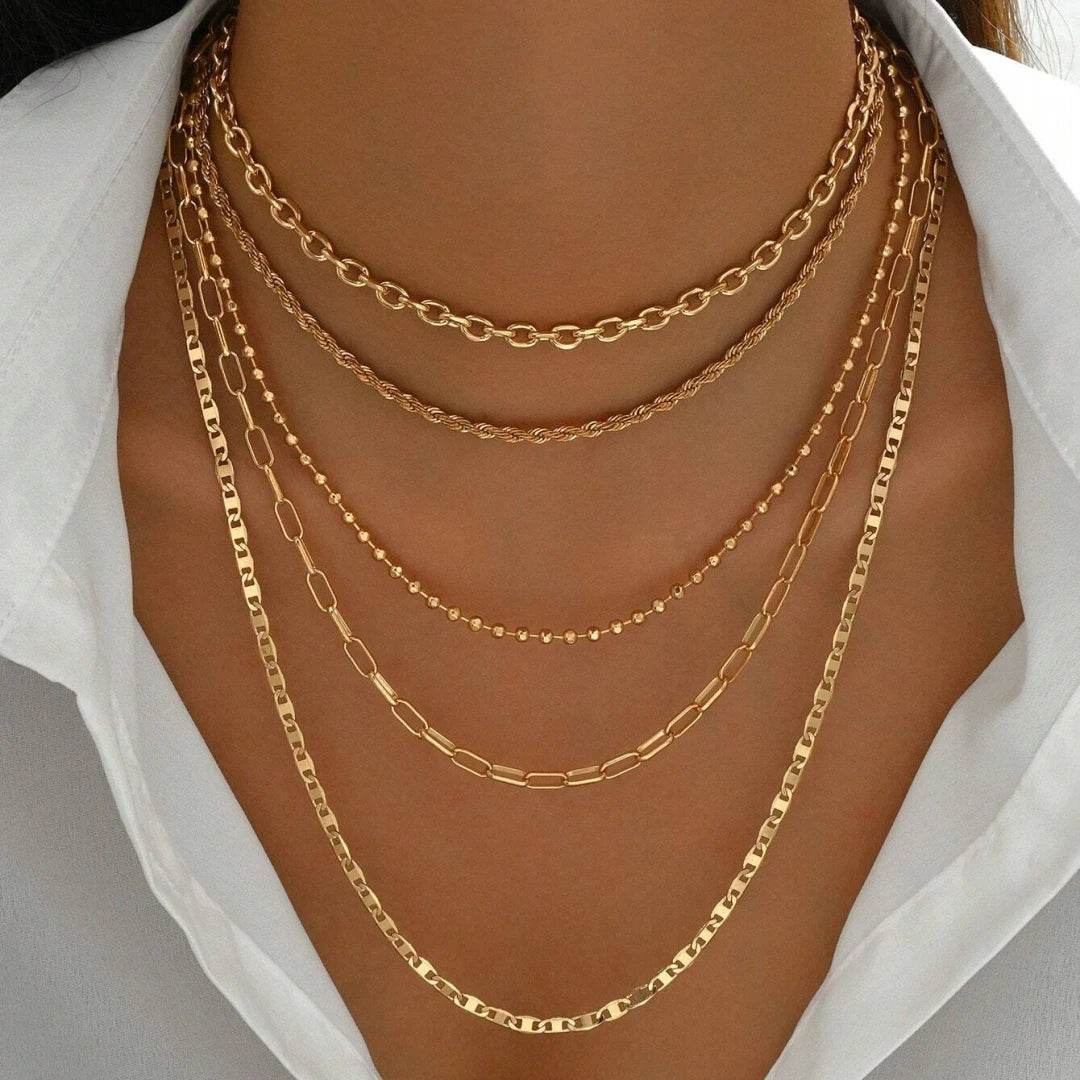 5pcs Simple Braided Bead Chain Necklaces