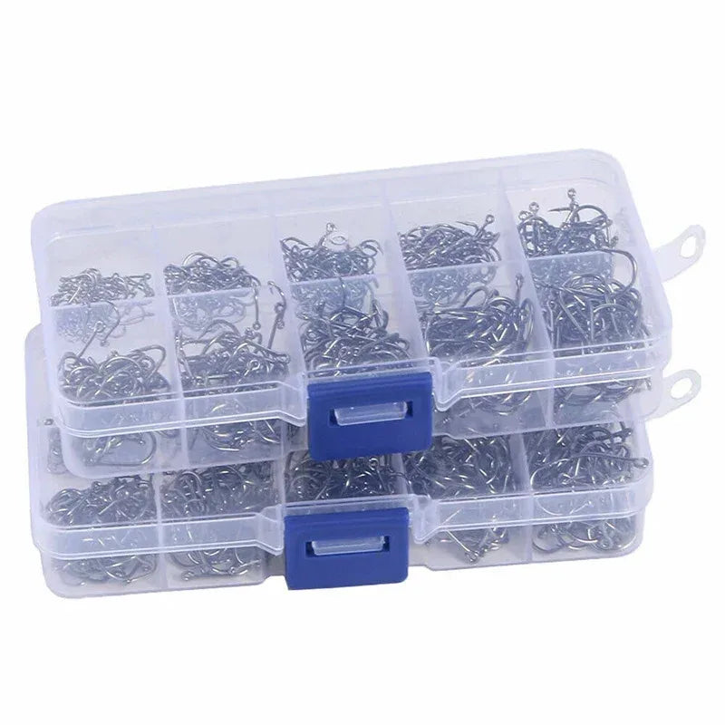 Carbon Steel Barbed Circle Fishing Hooks Set (Sizes 3#–12#)