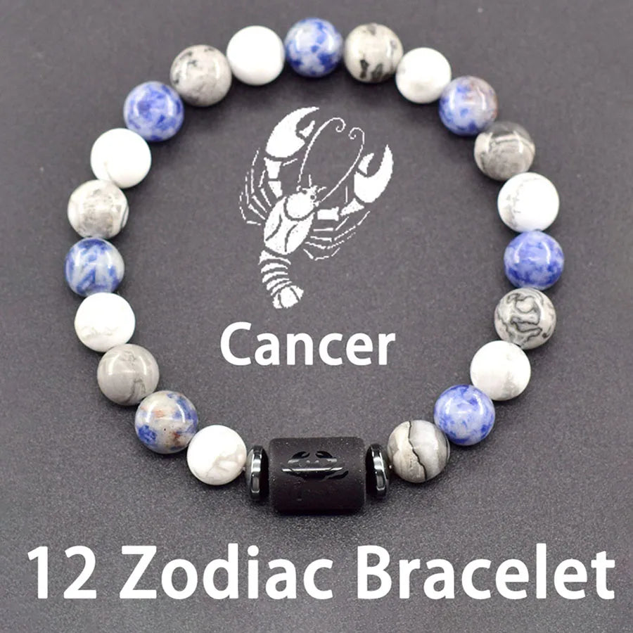 12 Zodiac Sign Natural Bead Bracelet for Men & Women
