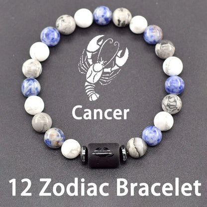 12 Zodiac Sign Natural Bead Bracelet for Men & Women