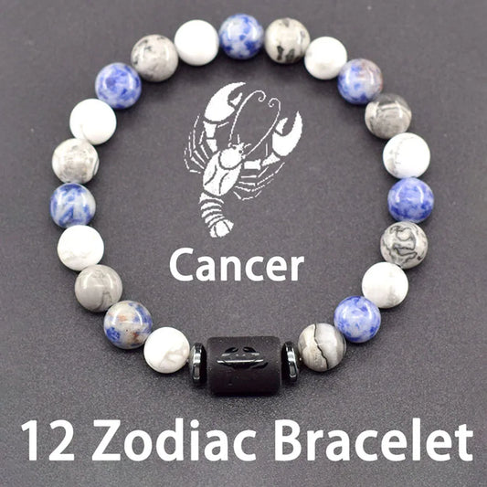 12 Zodiac Sign Natural Bead Bracelet for Men & Women